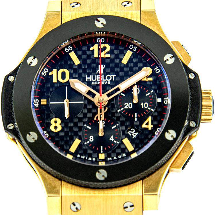 Pre Owned Hublot Black 18K Yellow Gold Big Bang 301.PB.131.RX Men's Wristwatch 42 MM