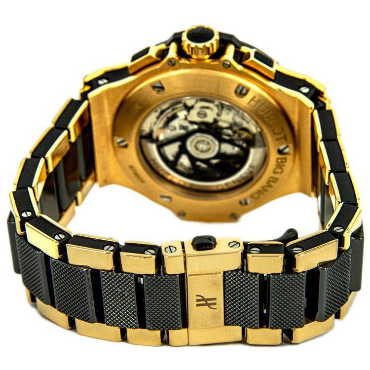 Pre Owned Hublot Black 18K Yellow Gold Big Bang 301.PB.131.RX Men's Wristwatch 42 MM