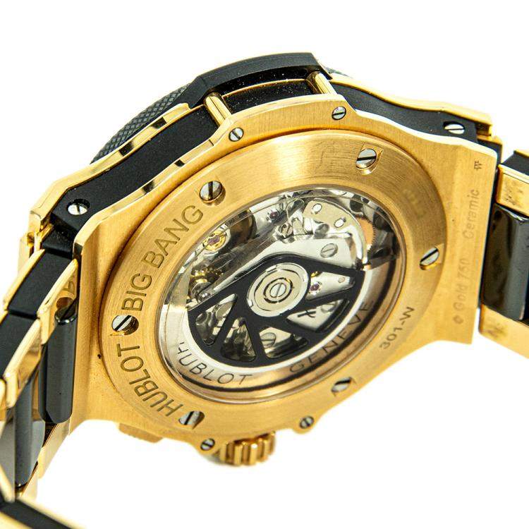 Pre Owned Hublot Black 18K Yellow Gold Big Bang 301.PB.131.RX Men's Wristwatch 42 MM
