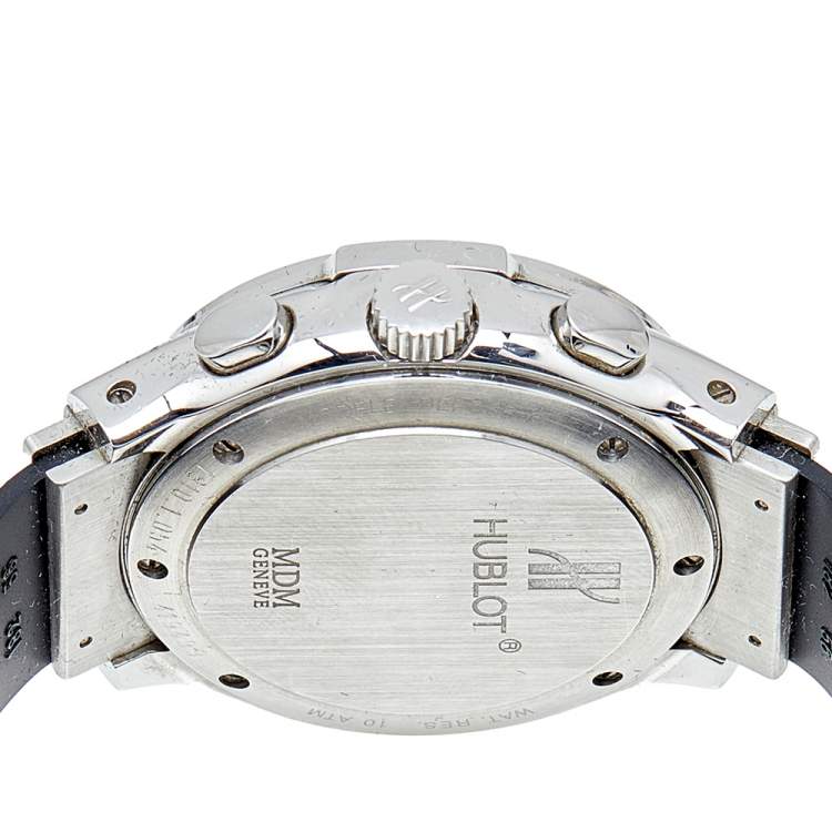 Pre Owned Hublot Blue Diamonds Stainless Steel Rubber MDM 1810.1.054 Men's Wristwatch 40 mm 