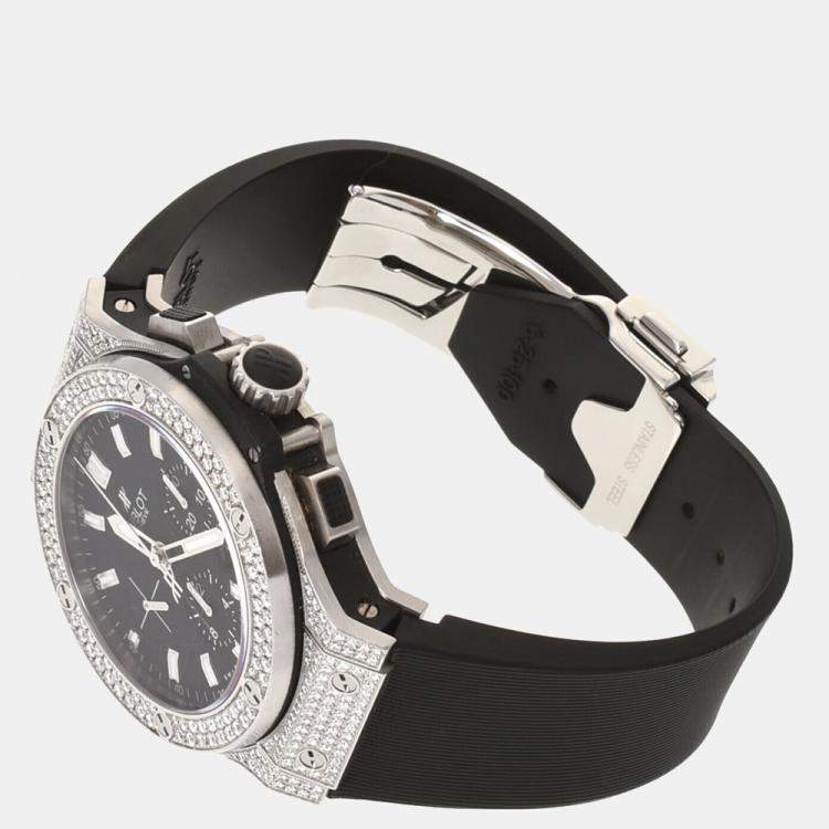 Pre Owned Hublot Black Diamonds Stainless Steel Big Bang Evolution 301.SX.1170.RX.1704 Men's Wristwatch 44 mm