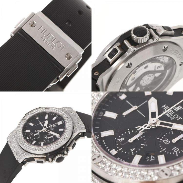 Pre Owned Hublot Black Diamonds Stainless Steel Big Bang Evolution 301.SX.1170.RX.1704 Men's Wristwatch 44 mm