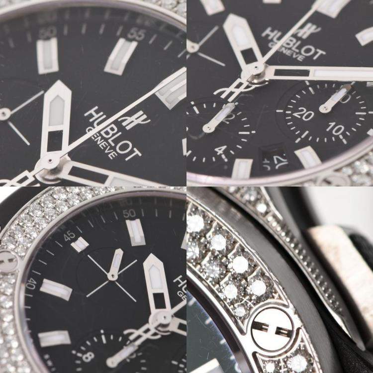 Pre Owned Hublot Black Diamonds Stainless Steel Big Bang Evolution 301.SX.1170.RX.1704 Men's Wristwatch 44 mm