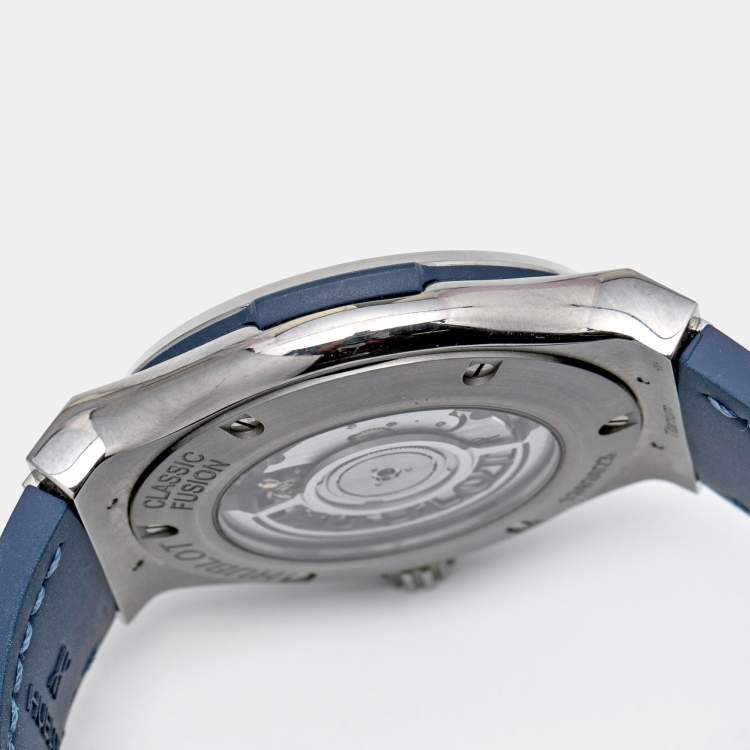 Pre Owned Hublot Blue Titanium Rubber Classic Fusion 541.NX.7170.LR Automatic Men's Wristwatch 42 mm