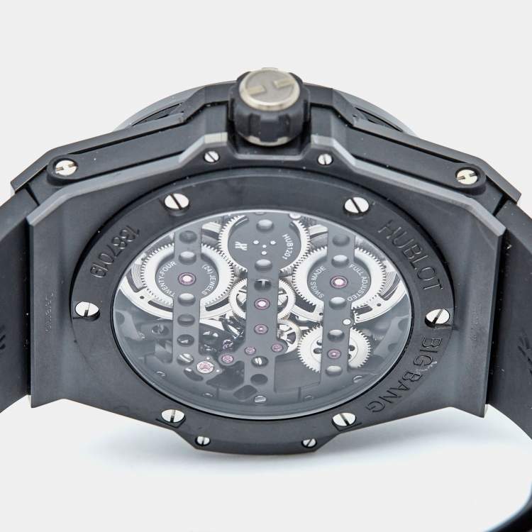 Pre Owned Hublot Black Ceramic Titanium Rubber Big Bang Meca-10 Black Magic 414.CI.1123.RX men's Wristwatch 45 mm