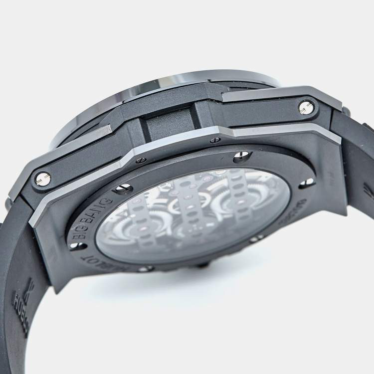 Pre Owned Hublot Black Ceramic Titanium Rubber Big Bang Meca-10 Black Magic 414.CI.1123.RX men's Wristwatch 45 mm