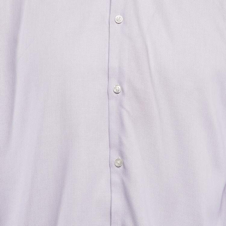 Pre Owned Hugo Boss Light Purple Patterned Cotton Sharp Fit Shirt XL