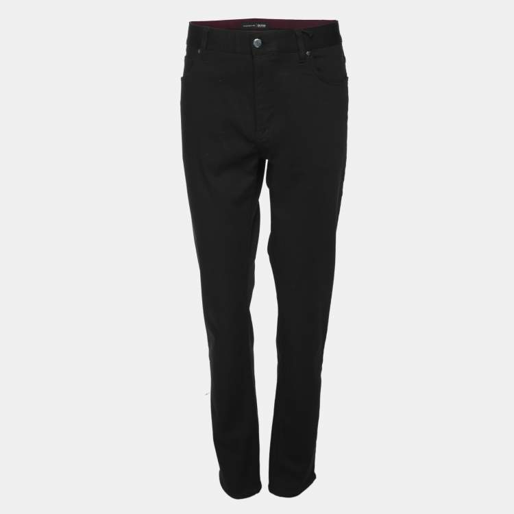 Pre Owned Boss by Hugo Boss x Porsche Black Spandex Tapered Fit Pants XL