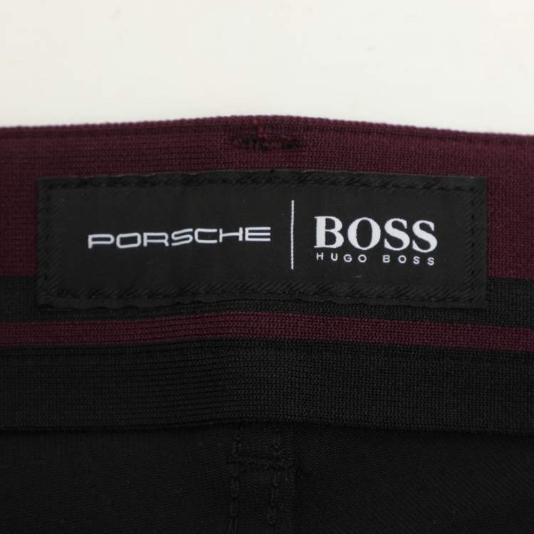 Pre Owned Boss by Hugo Boss x Porsche Black Spandex Tapered Fit Pants XL