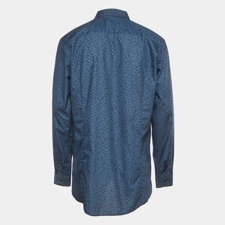Pre Owned Hugo Boss Blue Printed Cotton Extra Slim Fit Erriko Shirt XXL