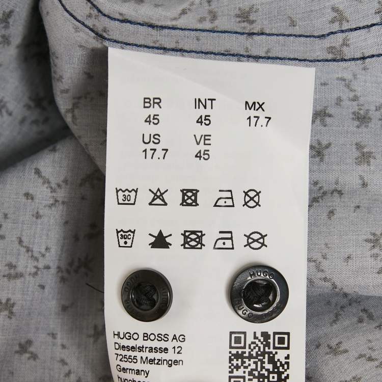 Pre Owned Hugo Boss Blue Printed Cotton Extra Slim Fit Erriko Shirt XXL