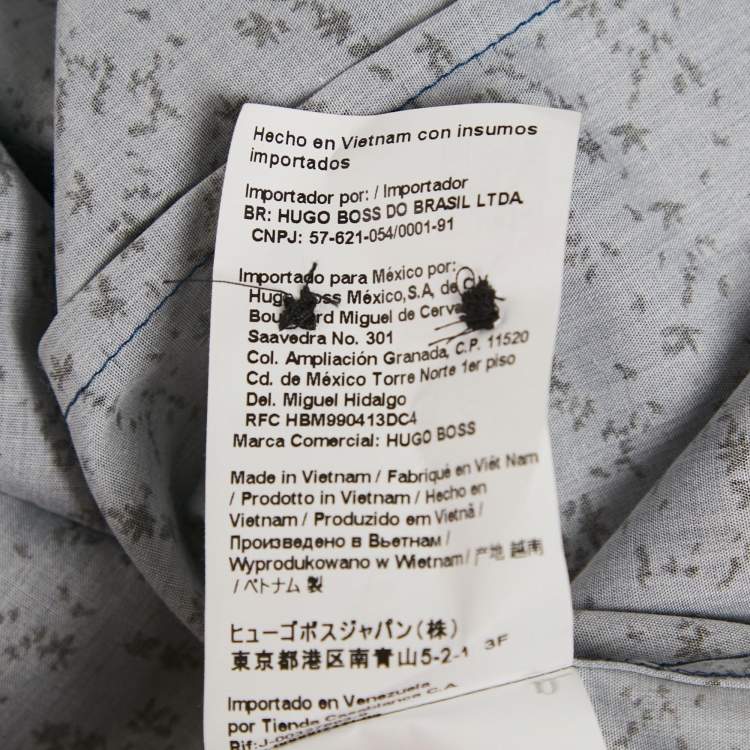 Pre Owned Hugo Boss Blue Printed Cotton Extra Slim Fit Erriko Shirt XXL