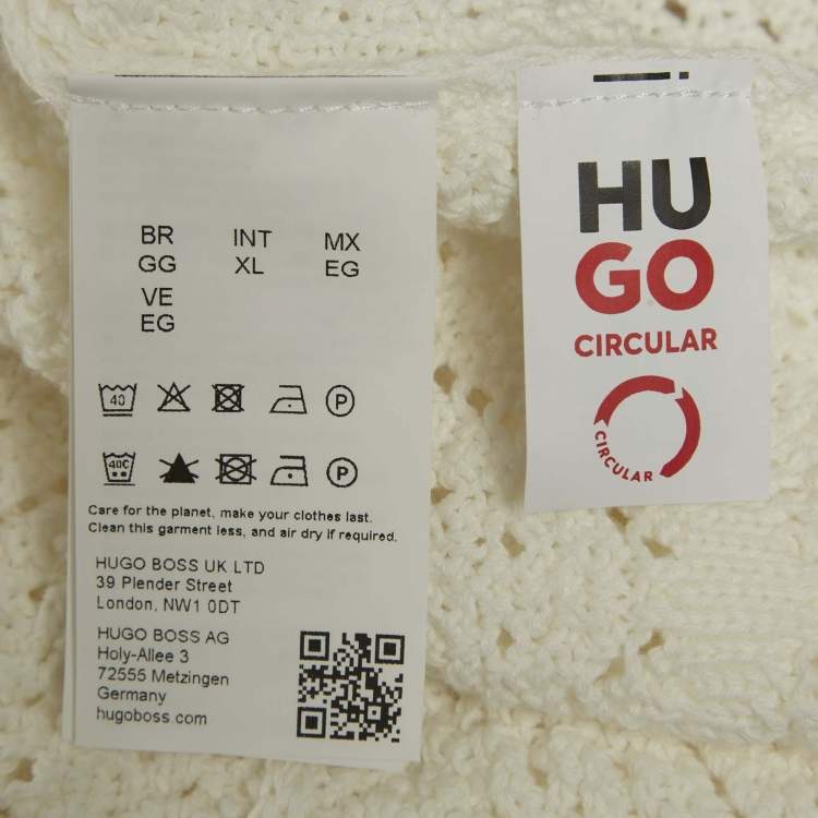 Pre Owned Hugo Boss White Open Knit Sammp Shirt XL