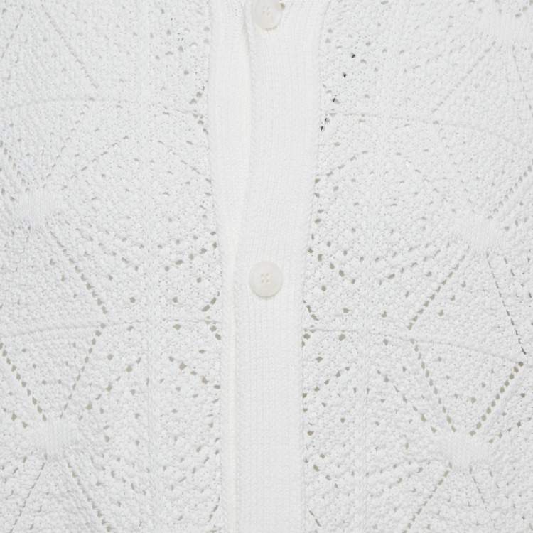 Pre Owned Hugo Boss White Open Knit Sammp Shirt XL