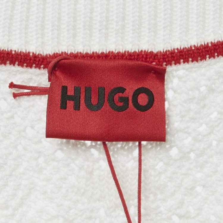 Pre Owned Hugo Boss White Open Knit Sammp Shirt XL
