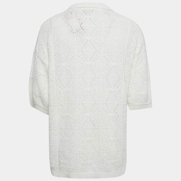 Pre Owned Hugo Boss White Open Knit Sammp Shirt XL