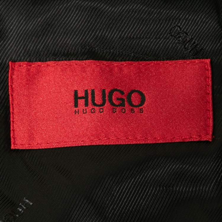Pre Owned Hugo By Hugo Boss Burgundy Striped Wool Single-Breasted Coat XL