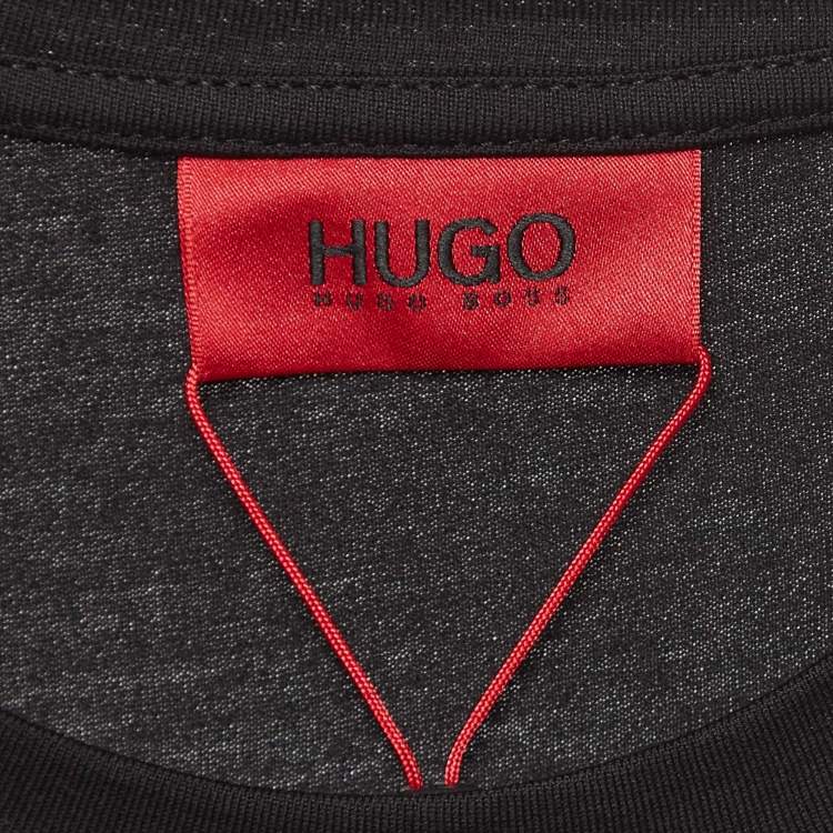 Pre Owned Hugo Boss Black Logo Print Cotton Crew Neck T-Shirt XL