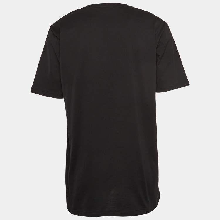 Pre Owned Hugo Boss Black Logo Print Cotton Crew Neck T-Shirt XL