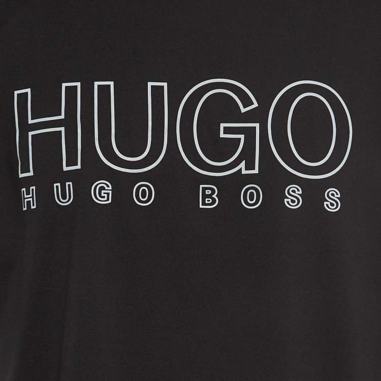Pre Owned Hugo Boss Black Logo Print Cotton Crew Neck T-Shirt XL