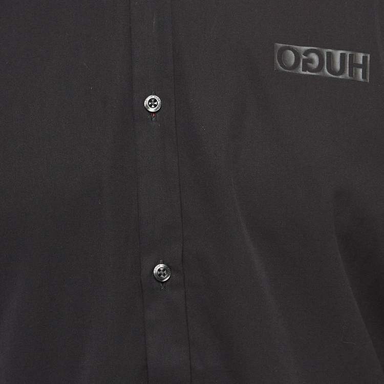 Pre Owned Hugo Boss Black Cotton Long Sleeve Shirt 2XL