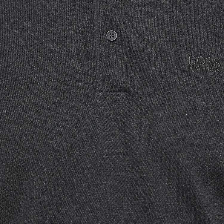 Pre Owned Hugo Boss Dark Grey Cotton Knit Regular Fit Polo Tshirt S