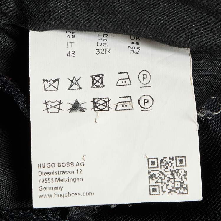Pre Owned Hugo Boss Dark Grey Virgin Wool Pants M