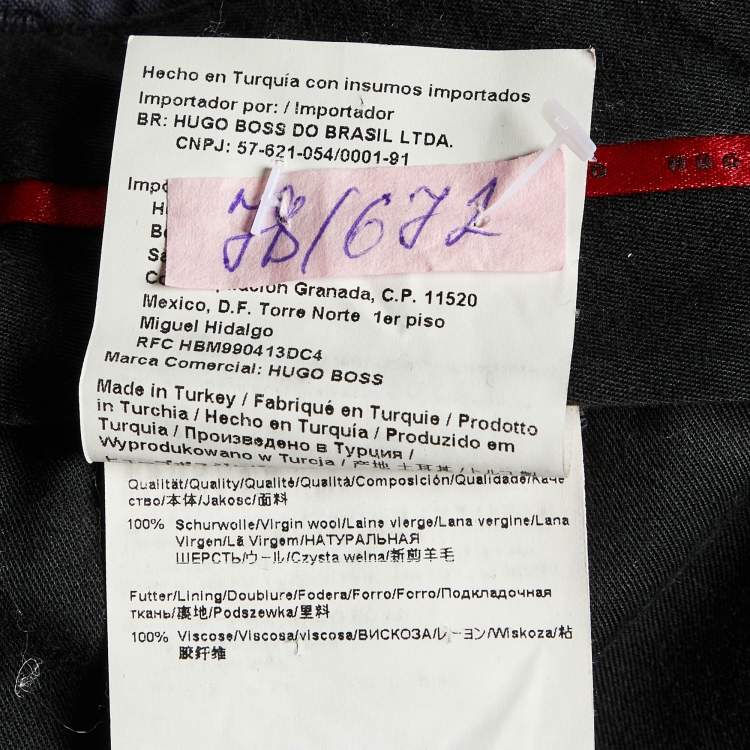Pre Owned Hugo Boss Navy Blue Virgin Wool Trousers M