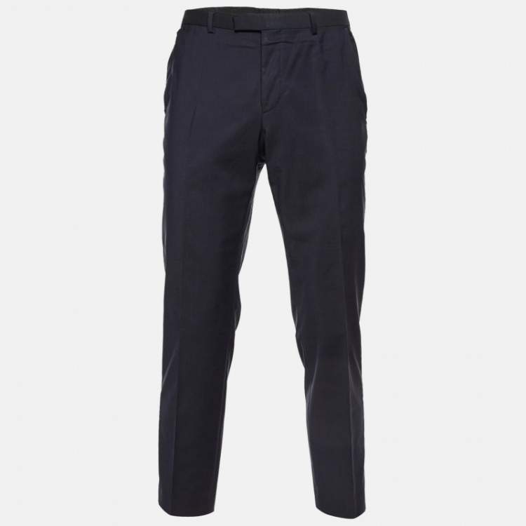 Pre Owned Hugo Boss Navy Blue Virgin Wool Trousers M