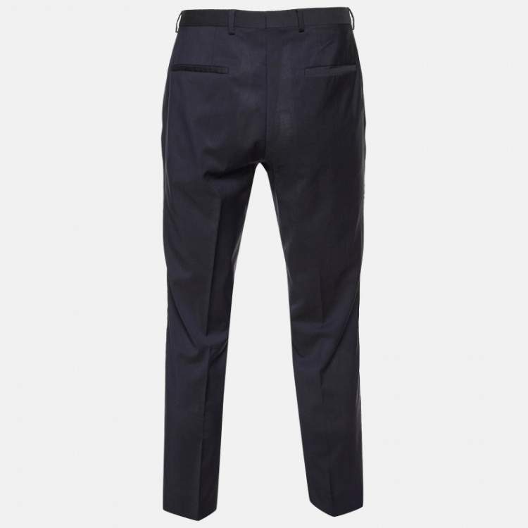 Pre Owned Hugo Boss Navy Blue Virgin Wool Trousers M