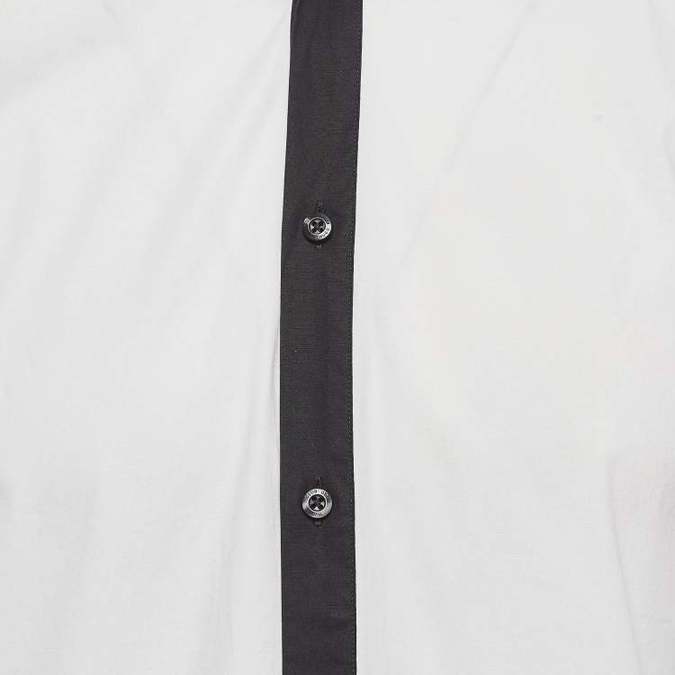 Pre Owned Hugo Boss White Contrast Placket Poplin Slim Fit Shirt L