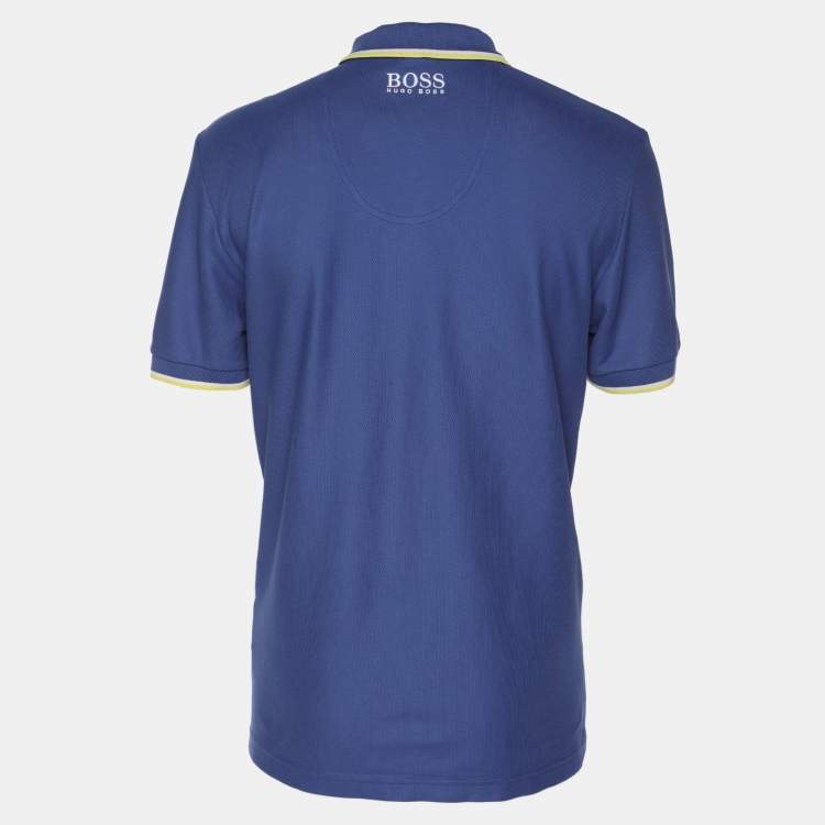 Pre Owned Hugo Boss Blue Cotton Knit Modern Fit Polo T-Shirt L