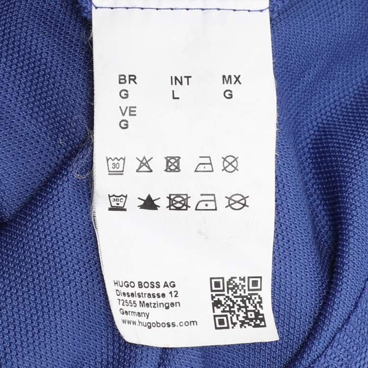 Pre Owned Hugo Boss Blue Cotton Knit Modern Fit Polo T-Shirt L