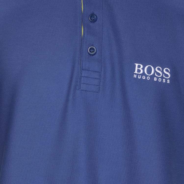 Pre Owned Hugo Boss Blue Cotton Knit Modern Fit Polo T-Shirt L