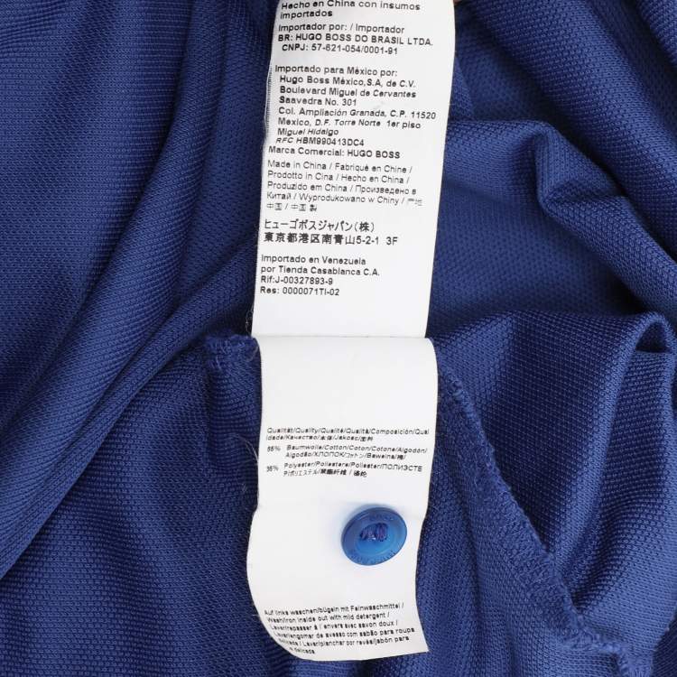 Pre Owned Hugo Boss Blue Cotton Knit Modern Fit Polo T-Shirt L
