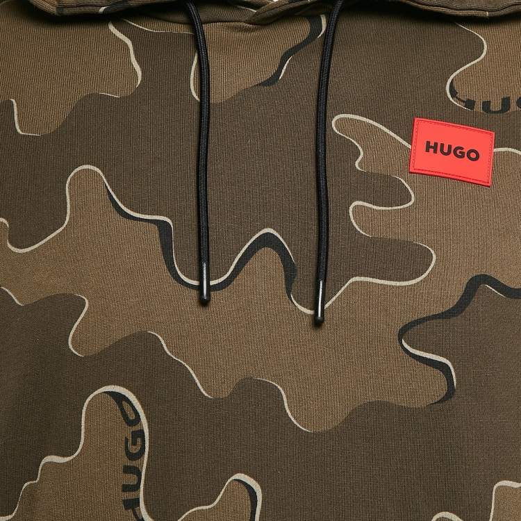 Pre Owned Hugo Boss Green Military Print Cotton Knit Hoodie & Cargo Jogger Set S