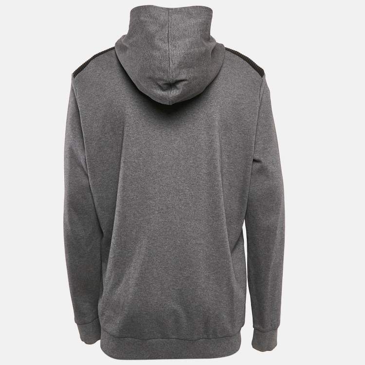 Pre Owned Hugo Hugo Boss Grey Cotton Knit Hooded Zip-Up Dellagio Jacket XXL