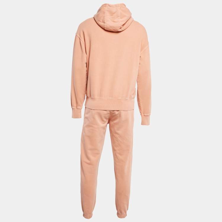 Pre Owned Hugo Boss Light Orange Cotton Knit Hoodie and Joggers Set S