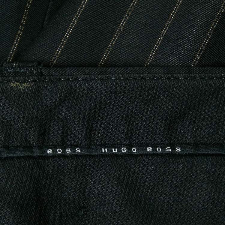 Pre Owned Hugo Boss Black Pinstripe Wool Formal Trousers M