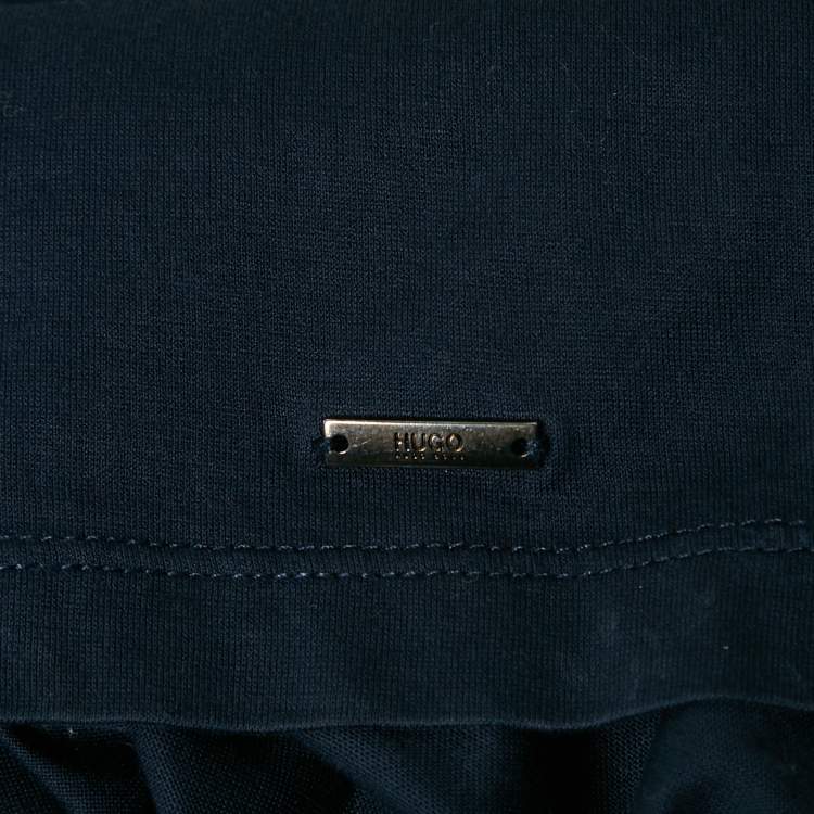 Pre Owned Hugo Boss Navy Blue Jersey Long Sleeve Polo T-Shirt L