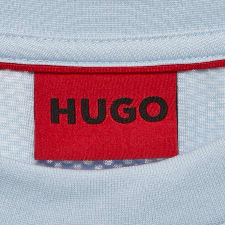 Pre Owned Hugo Boss Blue Printed Mesh Crewneck Dstaros T-Shirt M