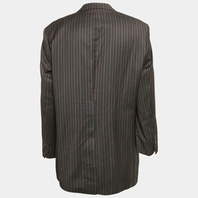 Pre Owned Hugo Hugo Boss Black Striped Gabardine Regular Fit Blazer XXXL