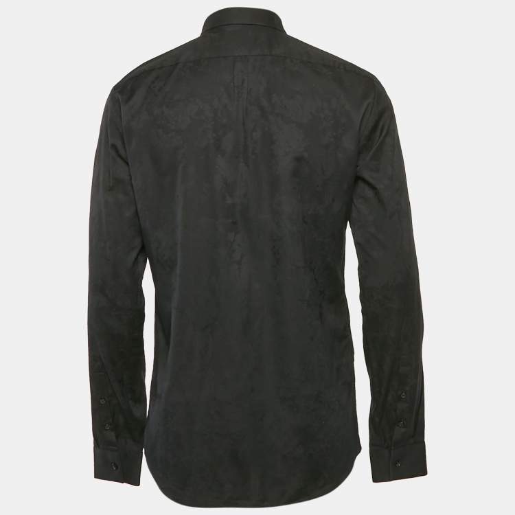 Pre Owned Hugo Boss Black Patterned Cotton Extra Slim Fit Shirt L