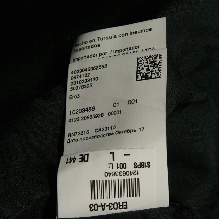 Pre Owned Hugo Boss Black Patterned Cotton Extra Slim Fit Shirt L