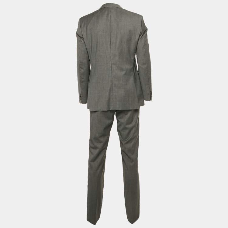Pre Owned Hugo Boss Grey Wool Tailored Super 100 Suit L