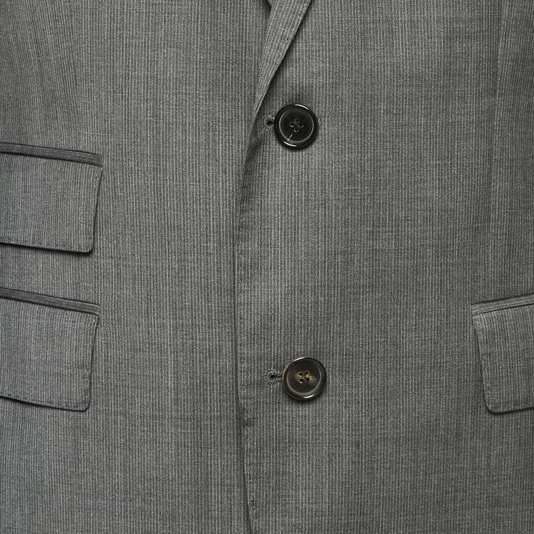Pre Owned Hugo Boss Grey Wool Tailored Super 100 Suit L