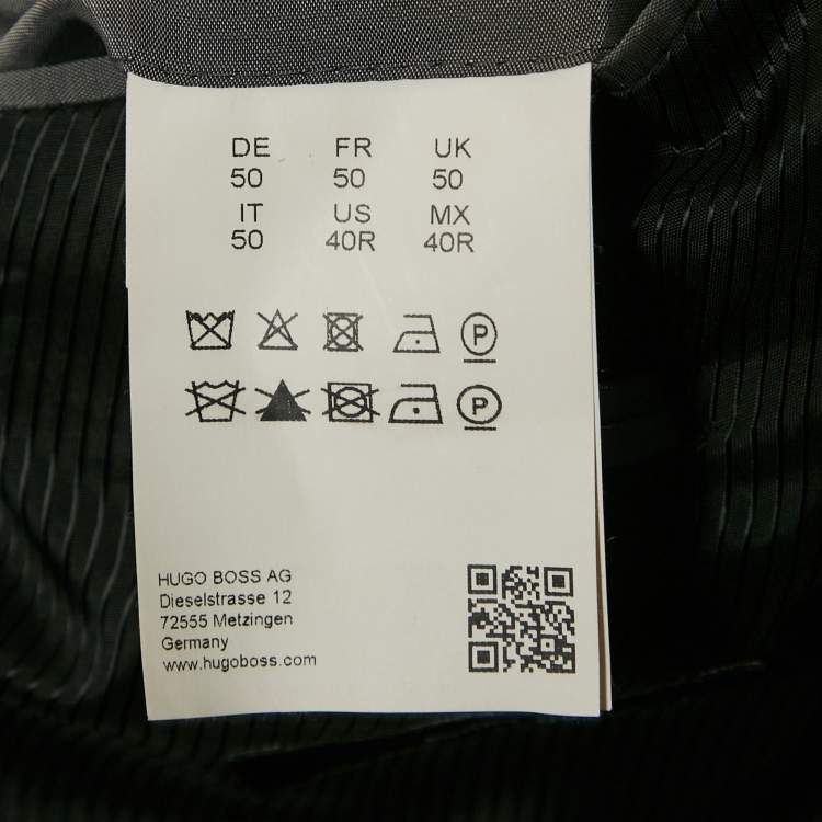Pre Owned Hugo Boss Grey Wool Tailored Super 100 Suit L