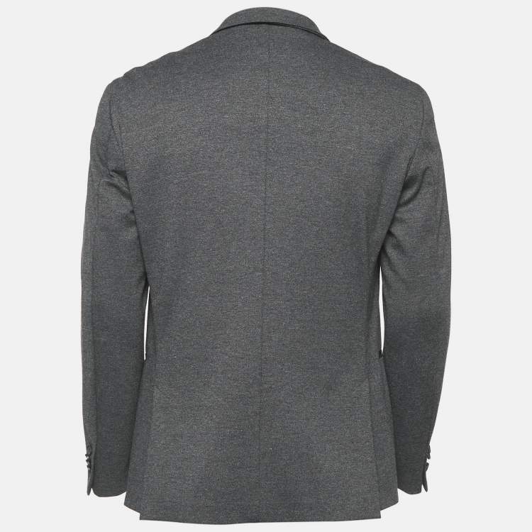 Pre Owned Hugo Boss Black Knit Button Front Tailored Blazer L