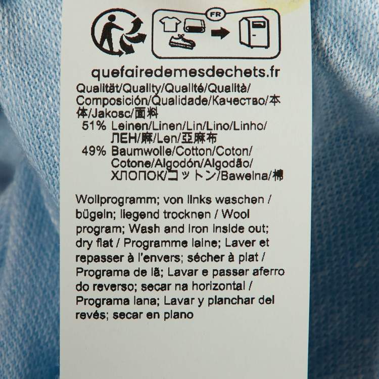 Pre Owned Boss by Hugo Boss Blue Linen & Cotton Press 56 Polo T-Shirt L