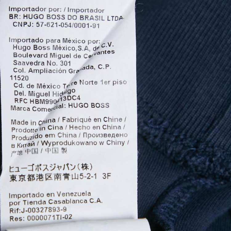 Pre Owned Hugo Boss Blue Logo Print Cotton Crewneck Sweatshirt M